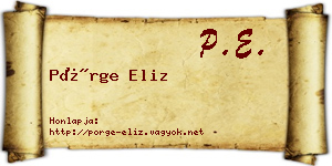 Pörge Eliz névjegykártya